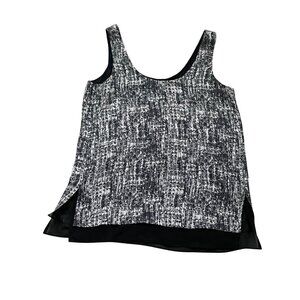 Vince Womens Sleeveless Textured Tank Top Small Black & White